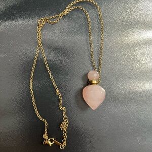 Rose Quartz Heart Perfume Bottle Necklace